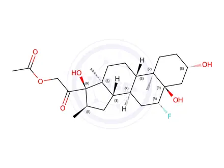 Chemical structure of 6beta-fluoro-3beta,5alpha,17,21-tetrahydroxy-16alpha-methylpregnan-20-one 21-acetate
