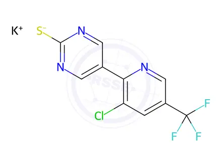 Chemical structure of potassium 5-(3-chloro-5-(trifluoromethyl)pyridin-2-yl)-2-thioxo-2H-pyrimidin-1-ide