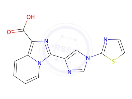 Chemical structure of 3-(1-(Thiazol-2-yl)-1H-imidazol-4-yl)imidazo[1,5-a]pyridine-1-carboxylic acid