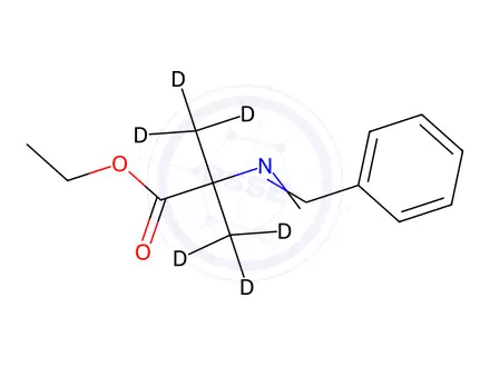 Chemical structure of 2-Methyl-N-(phenylmethylene)alanine-d6 Ethyl Ester