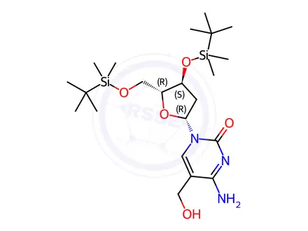 Chemical structure of Cytidine, 2'-deoxy-3',5'-bis-O-[(1,1-dimethylethyl)dimethylsilyl]-5-(hydroxymethyl)-
