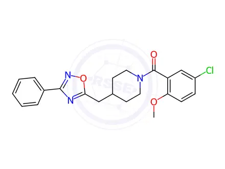 Chemical structure of 1-(5-chloro-2-methoxybenzoyl)-4-[(3-phenyl-1,2,4-oxadiazol-5-yl)methyl]piperidine