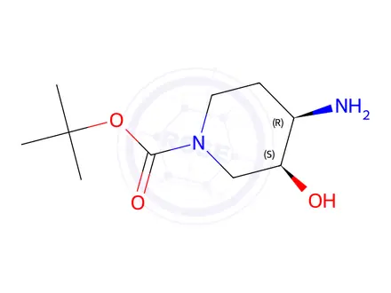 Chemical structure of tert-butyl (3S,4R)-4-amino-3-hydroxypiperidine-1-carboxylate