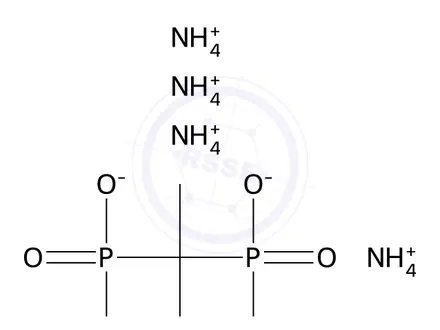 Chemical structure of (1-hydroxyethylidene)bisphosphonic acid, ammonium salt
