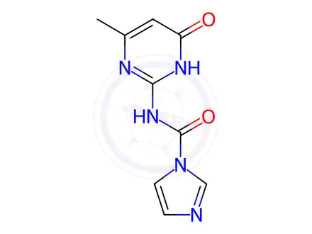 Chemical structure of N-(6-methyl-4-oxo-1,4-dihydropyrimidin-2-yl)-1H-i midazole-1-carboxamide