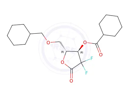 Chemical structure of [(2R,3R)-2-(benzyloxymethyl)-4,4-difluoro-5-oxo-tetrahydrofuran-3-yl] benzoate