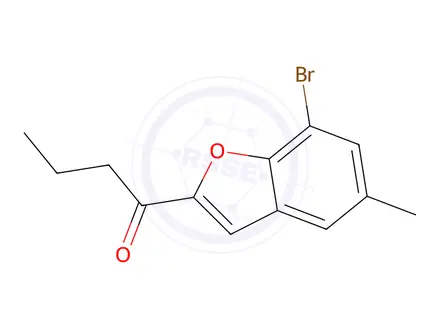 Chemical structure of 1-(7-Bromo-5-methylbenzofuran-2-yl)butan-1-one