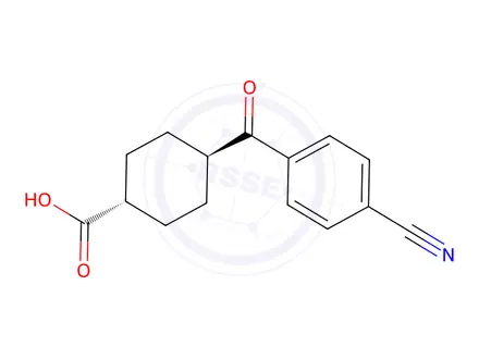 Chemical structure of trans-4-(4-Cyanobenzoyl)cyclohexane-1-carboxylic acid