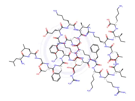 Chemical structure of L-Leucyl-L-leucylglycyl-L-aspartyl-L-phenylalanyl-L-phenylalanyl-L-arginyl-L-lysyl-L-seryl-L-lysyl-L-glutamyl-L-lysyl-L-isoleucylglycyl-L-lysyl-L-glutamyl-L-phenylalanyl-L-lysyl-L-