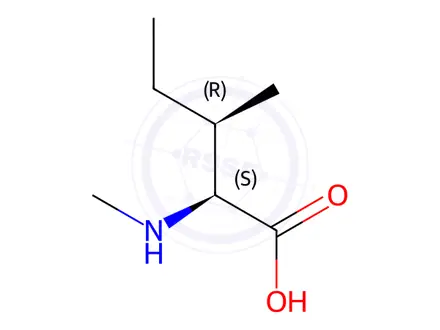 Chemical structure of (2S,3R)-3-methyl-2-(methylamino)pentanoic acid