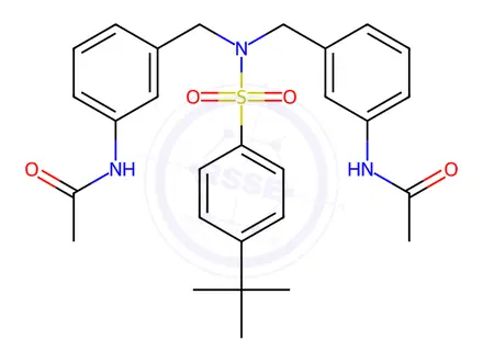 Chemical structure of N,N'-(((((4-(tert-butyl)phenyl)sulfonyl)azanediyl)bis(methylene))bis(3,1-phenylene))diacetamide