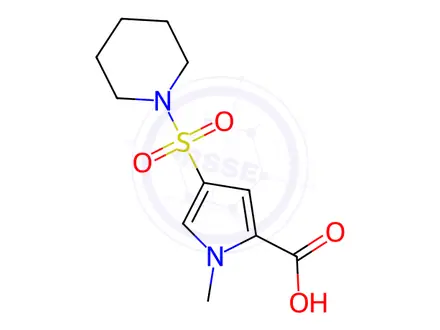 Chemical structure of 1-methyl-4-(piperidine-1-sulfonyl)-1H-pyrrole-2-carboxylic acid