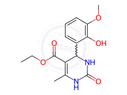 Chemical structure of Ethyl 4-(2-hydroxy-3-methoxyphenyl)-6-methyl-2-oxo-1,2,3,4-tetrahydropyrimidine-5-carboxylate