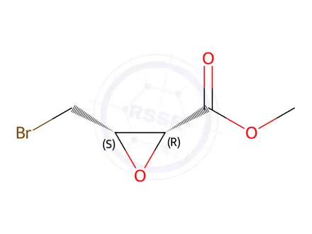 Chemical structure of 2-Oxiranecarboxylic acid, 3-(bromomethyl)-, methyl ester, (2R,3S)-