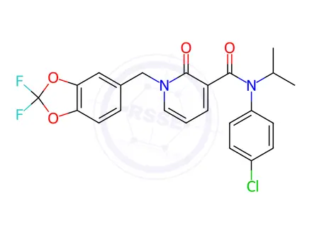 Chemical structure of N-(4-chlorophenyl)-1-((2,2-difluorobenzo[d][1,3]dioxol-5-yl)methyl)-N-isopropyl-2-oxo-1,2-dihydropyridine-3-carboxamide