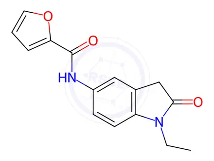 Chemical structure of N-(1-Ethyl-2-oxoindolin-5-yl)furan-2-carboxamide
