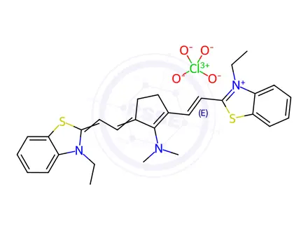 Chemical structure of 11-DIMETHYLAMINO-3,3'-DIETHYL-10,12-ETHYLENETHIATRICARBOCYANINE PERCHLORATE