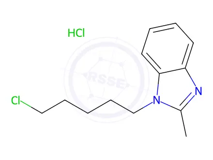 Chemical structure of 1-(5-chloropentyl)-2-methyl-1H-1,3-benzodiazole hydrochloride