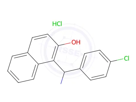Chemical structure of 1-(Amino(4-chlorophenyl)methyl)naphthalen-2-ol hydrochloride