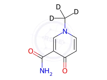 Chemical structure of 1,4-Dihydro-1-methyl-4-oxo-3-pyridinecarboxamide-d3