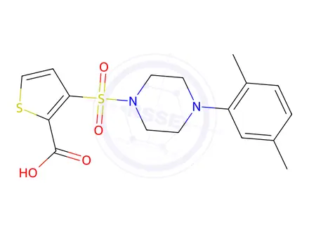 Chemical structure of 3-((4-(2,5-Dimethylphenyl)piperazin-1-yl)sulfonyl)thiophene-2-carboxylic acid