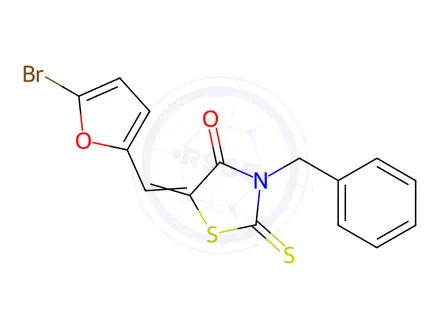 Chemical structure of 3-Benzyl-5-((5-bromofuran-2-yl)methylene)-2-thioxothiazolidin-4-one