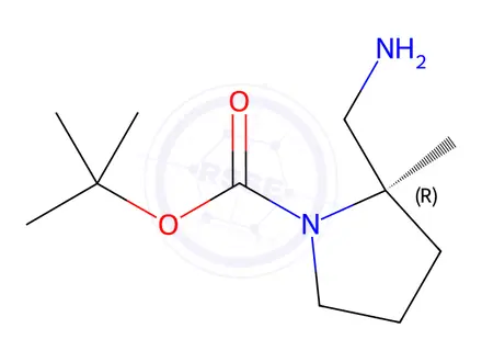 Chemical structure of Tert-butyl (2R)-2-(aminomethyl)-2-methylpyrrolidine-1-carboxylate