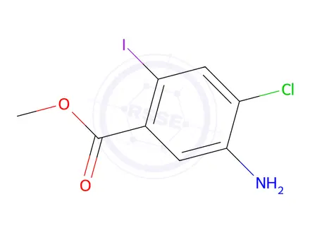 Chemical structure of Methyl 5-amino-4-chloro-2-iodobenzoate