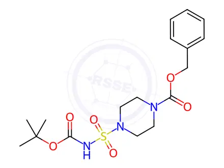 Chemical structure of benzyl 4-(N-(tert-butoxycarbonyl)sulfamoyl)piperazine-1-carboxylate