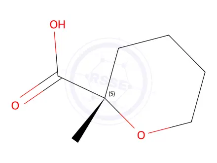 Chemical structure of (2S)-2-methyltetrahydropyran-2-carboxylic acid