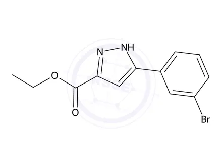 Chemical structure of Ethyl 5-(3-bromophenyl)-1H-pyrazole-3-carboxylate