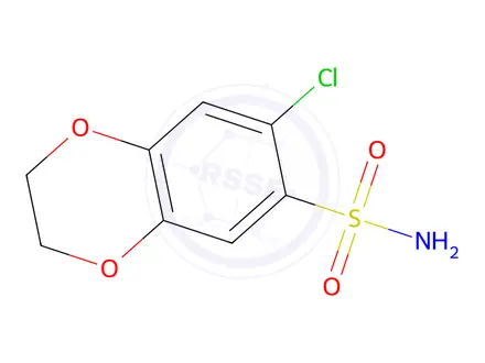 Chemical structure of 7-chloro-2,3-dihydro-1,4-benzodioxine-6-sulfonamide