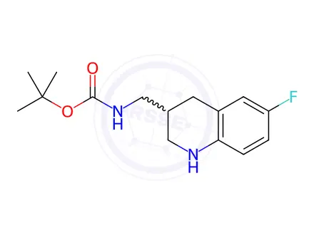 Chemical structure of Carbamic acid, N-[(6-fluoro-1,2,3,4-tetrahydro-3-quinolinyl)methyl]-, 1,1-dimethylethyl ester