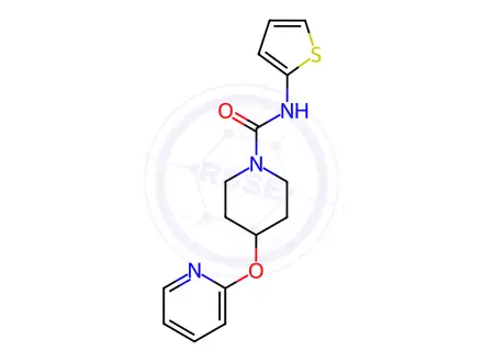 Chemical structure of 4-(Pyridin-2-yloxy)-N-(thiophen-2-yl)piperidine-1-carboxamide