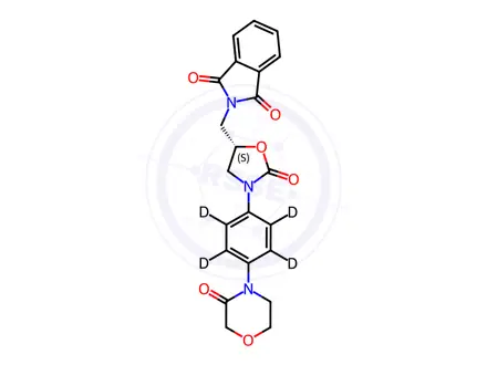 Chemical structure of 4-[4-[(5S)-5-Phthalimidomethyl-2-oxo-3-oxazolidinyl]phenyl]-3-morpholinone-d4