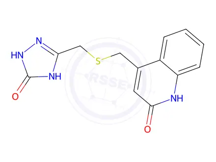Chemical structure of 4-({[(5-oxo-4,5-dihydro-1H-1,2,4-triazol-3-yl)methyl]thio}methyl)quinolin-2(1H)-one