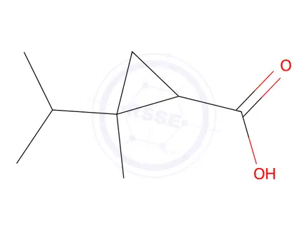 Chemical structure of 2-Methyl-2-(propan-2-yl)cyclopropane-1-carboxylic acid