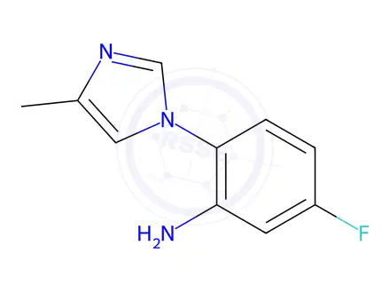 Chemical structure of 5-fluoro-2-(4-methyl-1H-imidazol-1-yl)aniline