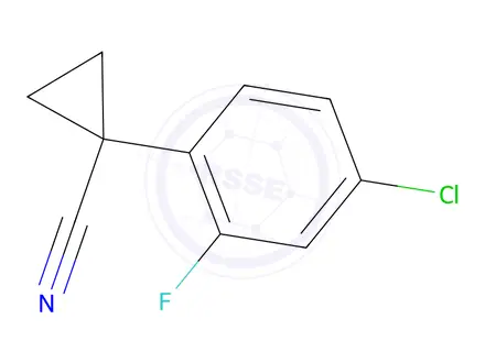 Chemical structure of 1-(4-Chloro-2-fluorophenyl)cyclopropane-1-carbonitrile