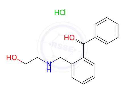 Chemical structure of Benzenemethanol, 2-[[(2-hydroxyethyl)amino]methyl]-α-phenyl-