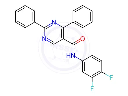 Chemical structure of N-(3,4-Difluorophenyl)-2,4-diphenylpyrimidine-5-carboxamide