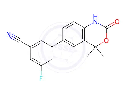 Chemical structure of 3-(4,4-DIMETHYL-2-OXO-2,4-DIHYDRO-1H-BENZO[D][1,3]OXAZIN-6-YL)-5-FLUOROBENZONITRILE