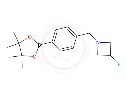 Chemical structure of 3-Fluoro-1-(4-(4,4,5,5-tetramethyl-1,3,2-dioxaborolan-2-yl)benzyl)azetidine