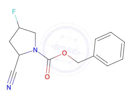 Chemical structure of (2S,4S)-N-Cbz-4-fluoropyrrolidine-2-carbonitrile
