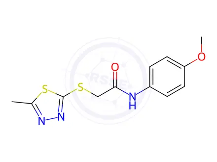 Chemical structure of N-(4-methoxyphenyl)-2-((5-methyl-1,3,4-thiadiazol-2-yl)thio)acetamide