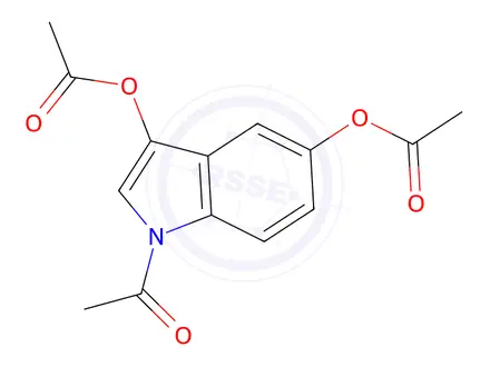 Chemical structure of 1-Acetyl-1H-indole-3,5-diyl diacetate