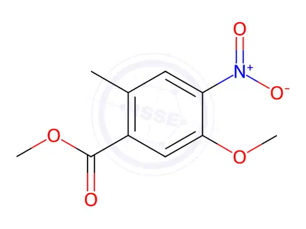 Chemical structure of Benzoic acid, 5-methoxy-2-methyl-4-nitro-, methyl ester