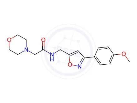 Chemical structure of N-((3-(4-methoxyphenyl)isoxazol-5-yl)methyl)-2-morpholinoacetamide