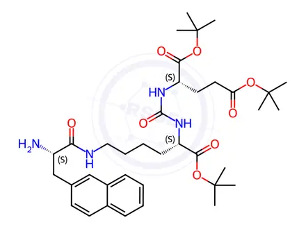 Chemical structure of Di-tert-butyl(((S)-6-((S)-2-amino-3-(naphthalen-2yl)propanamido)-1-(tert-butoxy)-1-oxohexan-2-yl)carbamoyl)-L-glutamate