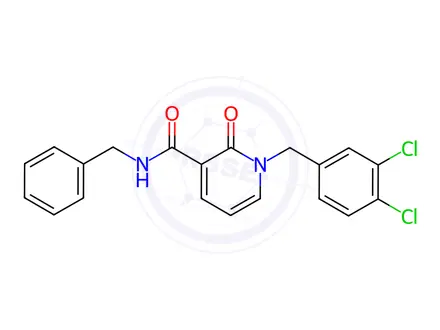 Chemical structure of N-benzyl-1-(3,4-dichlorobenzyl)-2-oxo-1,2-dihydropyridine-3-carboxamide